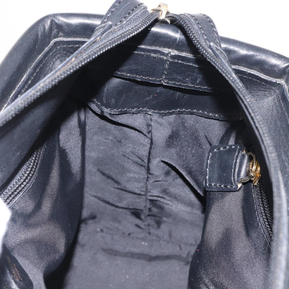 CELINE Circle Hand Bag Nylon Black Gold Auth 163365