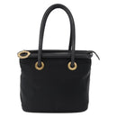 CELINE Circle Hand Bag Nylon Black Gold Auth 163365-13