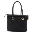 CELINE Circle Hand Bag Nylon Black Gold Auth 163365-2