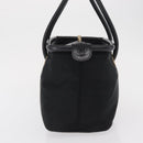 CELINE Circle Hand Bag Nylon Black Gold Auth 163365-3