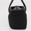 CELINE Circle Hand Bag Nylon Black Gold Auth 163365-4