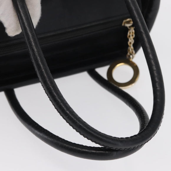CELINE Circle Hand Bag Nylon Black Gold Auth 163365