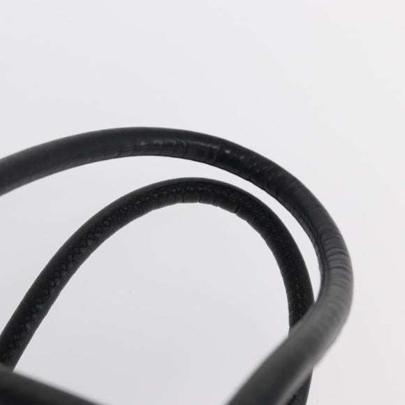 CELINE Circle Hand Bag Nylon Black Gold Auth 163365