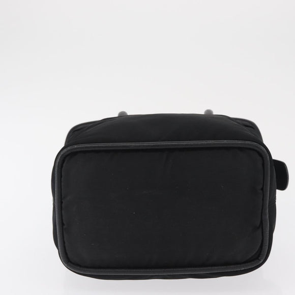 CELINE Circle Hand Bag Nylon Black Gold Auth 163365
