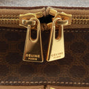 CELINE Vanity Macadam Canvas Hand Bag PVC Leather Brown Gold Auth 163366V-16
