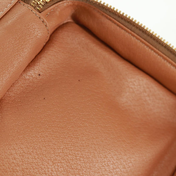 CELINE Vanity Macadam Canvas Hand Bag PVC Leather Brown Gold Auth 163366V