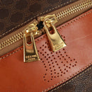 CELINE Vanity Macadam Canvas Hand Bag PVC Leather Brown Gold Auth 163366V-19