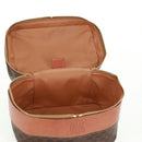 CELINE Vanity Macadam Canvas Hand Bag PVC Leather Brown Gold Auth 163366V-20