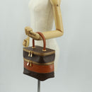 CELINE Vanity Macadam Canvas Hand Bag PVC Leather Brown Gold Auth 163366V-28
