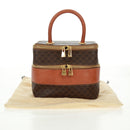 CELINE Vanity Macadam Canvas Hand Bag PVC Leather Brown Gold Auth 163366V-12