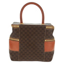 CELINE Vanity Macadam Canvas Hand Bag PVC Leather Brown Gold Auth 163366V-2