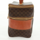 CELINE Vanity Macadam Canvas Hand Bag PVC Leather Brown Gold Auth 163366V-4