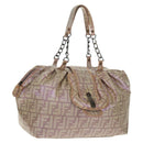 FENDI Zucca Canvas Tote Bag Beige Auth 163374V-1