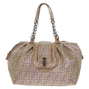 FENDI Zucca Canvas Tote Bag Beige Auth 163374V-13