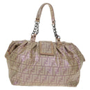 FENDI Zucca Canvas Tote Bag Beige Auth 163374V-2