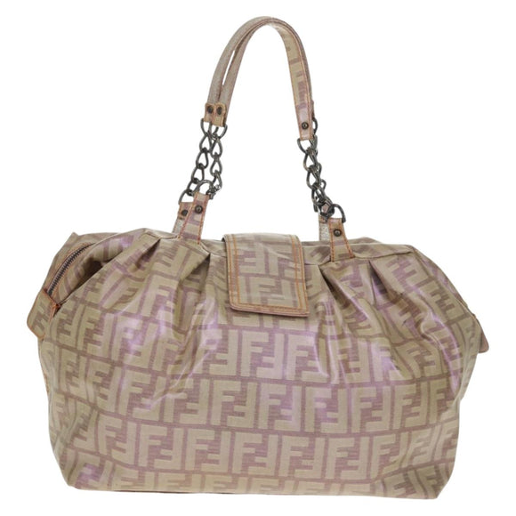 FENDI Zucca Canvas Tote Bag Beige Auth 163374V