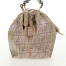 FENDI Zucca Canvas Tote Bag Beige Auth 163374V-4