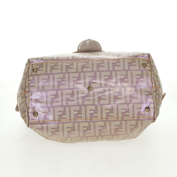 FENDI Zucca Canvas Tote Bag Beige Auth 163374V