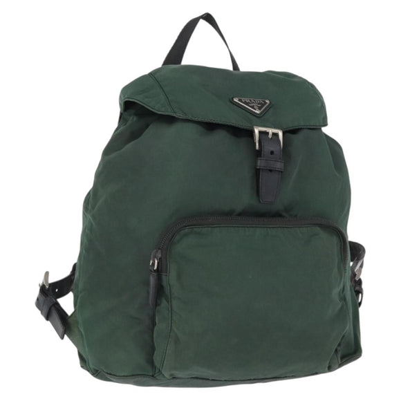 PRADA Backpack Nylon Green Silver Auth 163375
