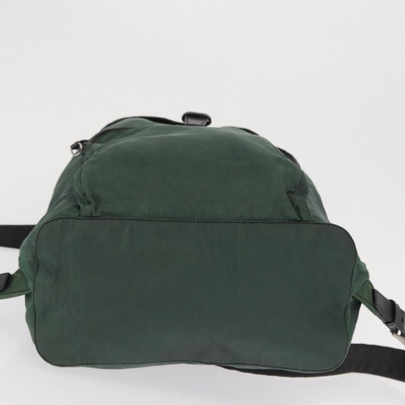 PRADA Backpack Nylon Green Silver Auth 163375