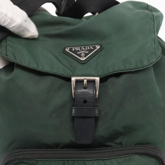 PRADA Backpack Nylon Green Silver Auth 163375