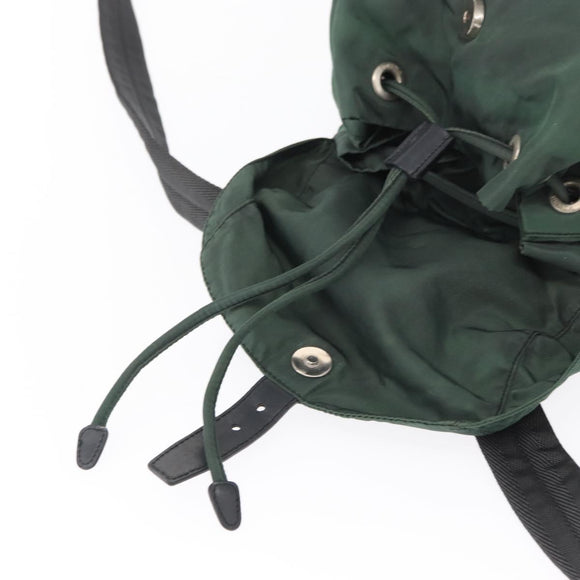 PRADA Backpack Nylon Green Silver Auth 163375