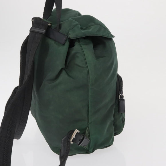 PRADA Backpack Nylon Green Silver Auth 163375