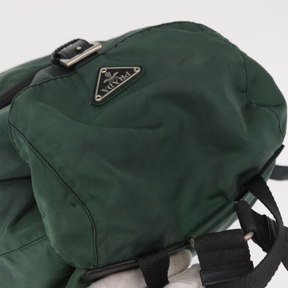 PRADA Backpack Nylon Green Silver Auth 163375