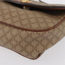 CELINE Macadam Canvas Shoulder Bag PVC Beige Gold Auth 163376-15