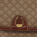 CELINE Macadam Canvas Shoulder Bag PVC Beige Gold Auth 163376-18