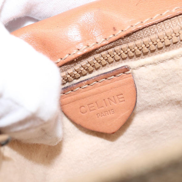 CELINE Macadam Canvas Shoulder Bag PVC Beige Gold Auth 163376