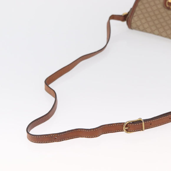 CELINE Macadam Canvas Shoulder Bag PVC Beige Gold Auth 163376