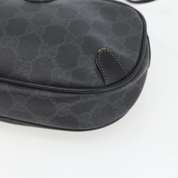 GUCCI GG Supreme Web Sherry Line Bag PVC Black Gold 89 02 066 Auth 163380