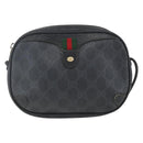 GUCCI GG Supreme Web Sherry Line Bag PVC Black Gold 89 02 066 Auth 163380-2