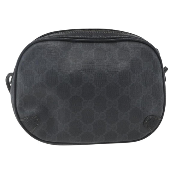 GUCCI GG Supreme Web Sherry Line Bag PVC Black Gold 89 02 066 Auth 163380