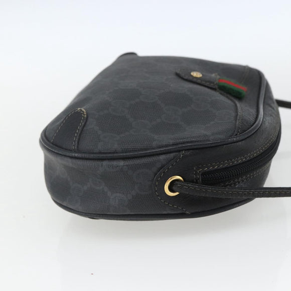 GUCCI GG Supreme Web Sherry Line Bag PVC Black Gold 89 02 066 Auth 163380
