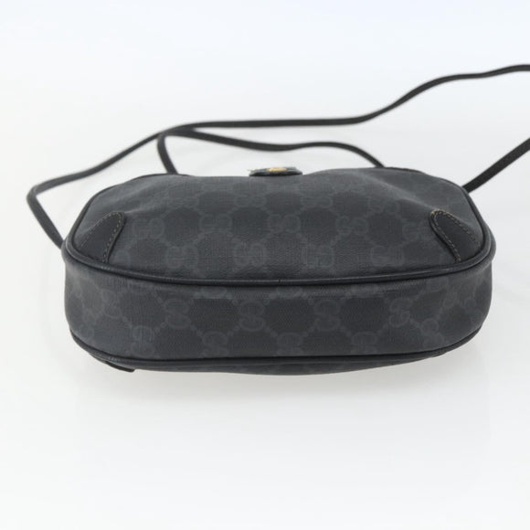 GUCCI GG Supreme Web Sherry Line Bag PVC Black Gold 89 02 066 Auth 163380