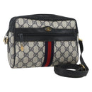 GUCCI GG Supreme Sherry Line Shoulder Bag PVC Navy Gold 75 02 004 Auth 163381-1