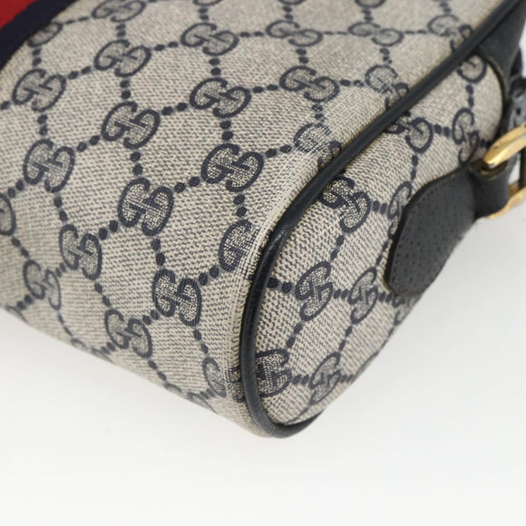GUCCI GG Supreme Sherry Line Shoulder Bag PVC Navy Gold 75 02 004 Auth 163381