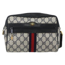 GUCCI GG Supreme Sherry Line Shoulder Bag PVC Navy Gold 75 02 004 Auth 163381-2
