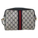 GUCCI GG Supreme Sherry Line Shoulder Bag PVC Navy Gold 75 02 004 Auth 163381-3