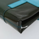 BVLGARI Shoulder Bag Patent leather Light Blue Silver Auth 163382-12