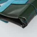 BVLGARI Shoulder Bag Patent leather Light Blue Silver Auth 163382-13