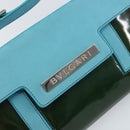 BVLGARI Shoulder Bag Patent leather Light Blue Silver Auth 163382-14