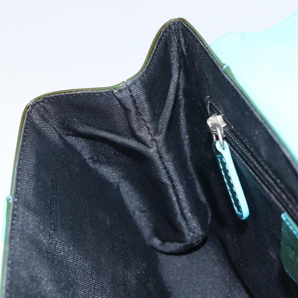 BVLGARI Shoulder Bag Patent leather Light Blue Silver Auth 163382