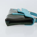 BVLGARI Shoulder Bag Patent leather Light Blue Silver Auth 163382-4