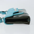 BVLGARI Shoulder Bag Patent leather Light Blue Silver Auth 163382-5