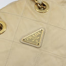 PRADA Chain Shoulder Bag Nylon Beige Gold Auth 163384-17