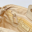 PRADA Chain Shoulder Bag Nylon Beige Gold Auth 163384-20