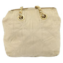 PRADA Chain Shoulder Bag Nylon Beige Gold Auth 163384-2